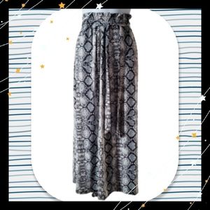 SNAKESKIN PRINT ☆ PAPER BAG WAIST ☆ MAXI SKIRT 3x
